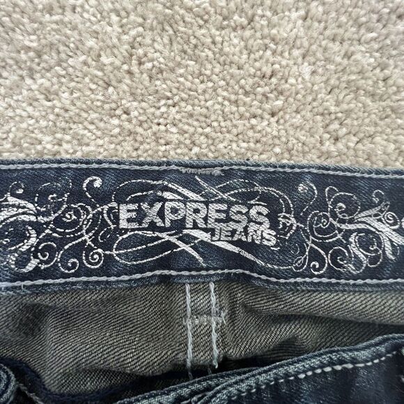Express Womens Jeans 8s Blue Stretch Super Skinny Supersoft Dark Wash Low Rise‎ - Picture 3 of 8